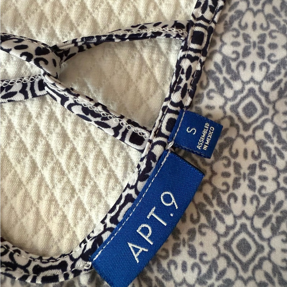 Apt. 9 Sleeveless Midi Dress Blue‎ White Patterned Size Small - Picture 4 of 9